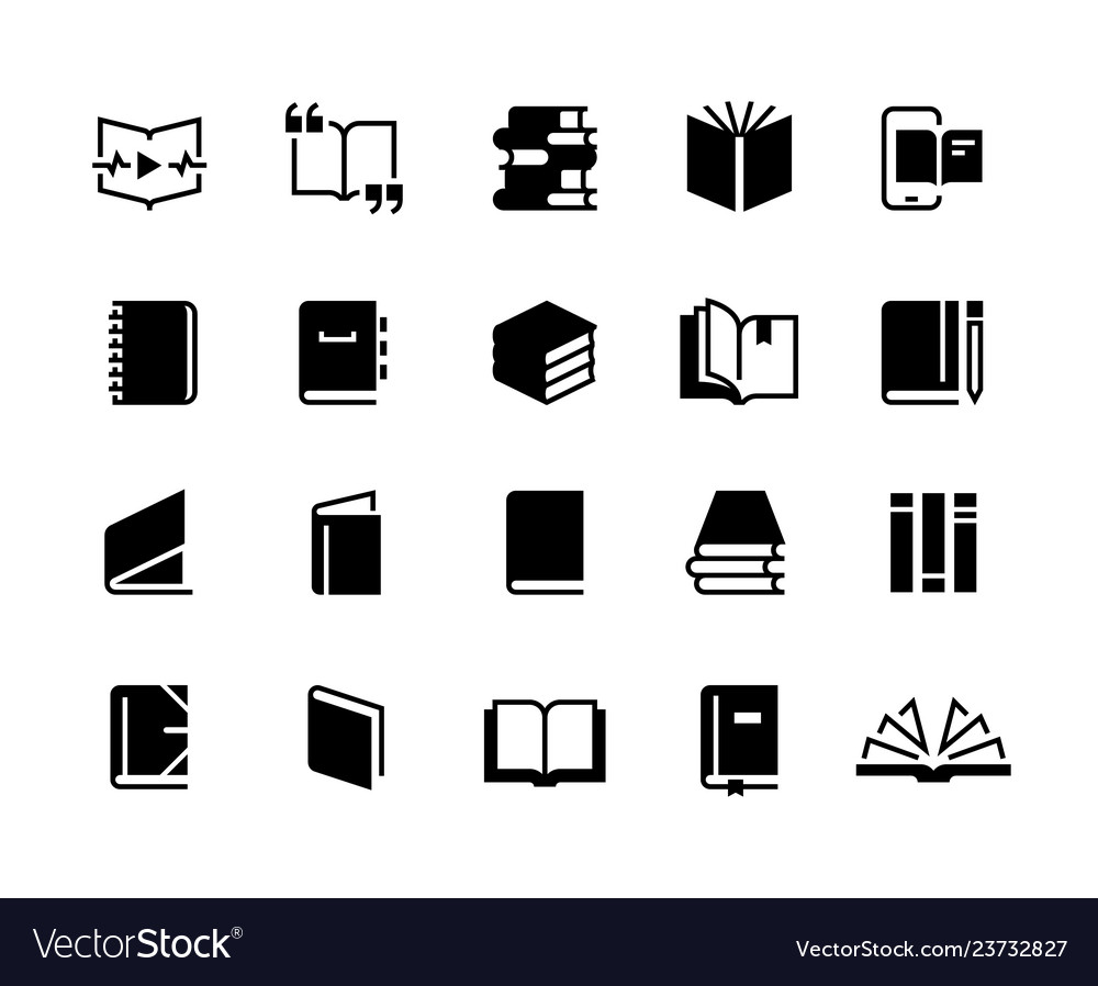 Black books icons study education book set Vector Image