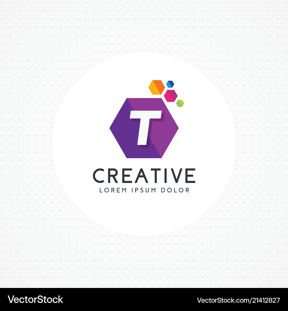 Creative hexagonal letter t logo Royalty Free Vector Image
