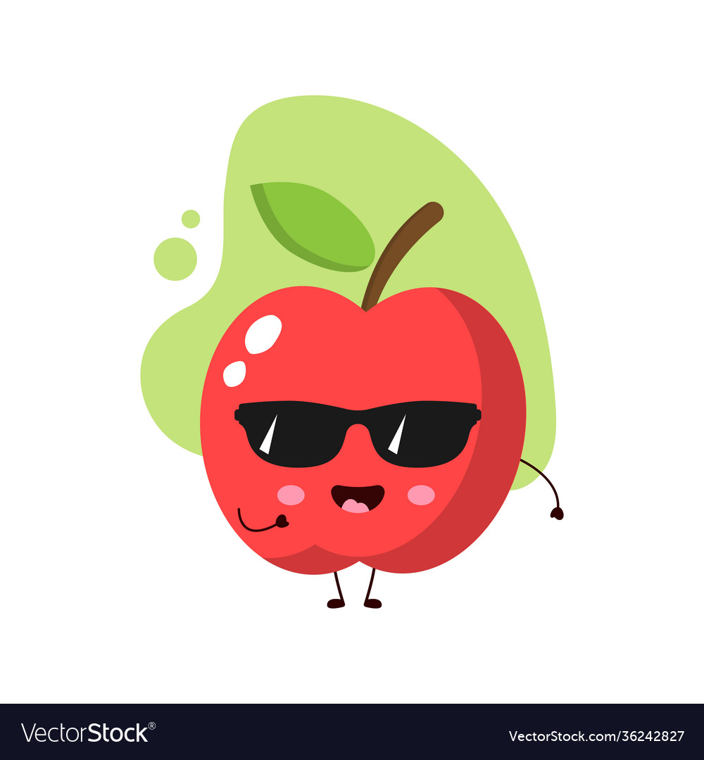 Cute apple with sunglassescute Royalty Free Vector Image