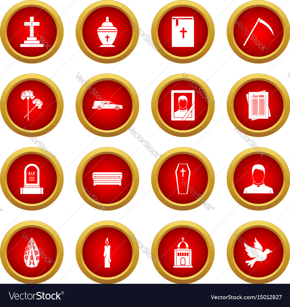 Funeral icon red circle set Royalty Free Vector Image