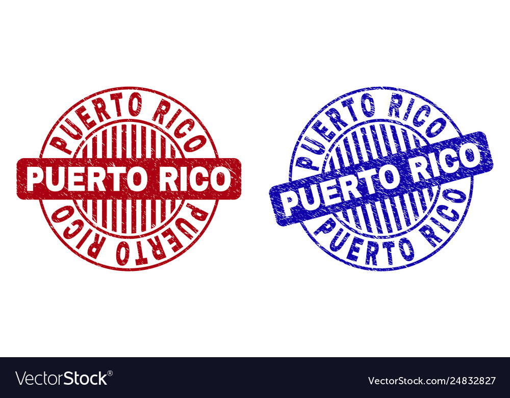 Grunge puerto rico scratched round stamp seals