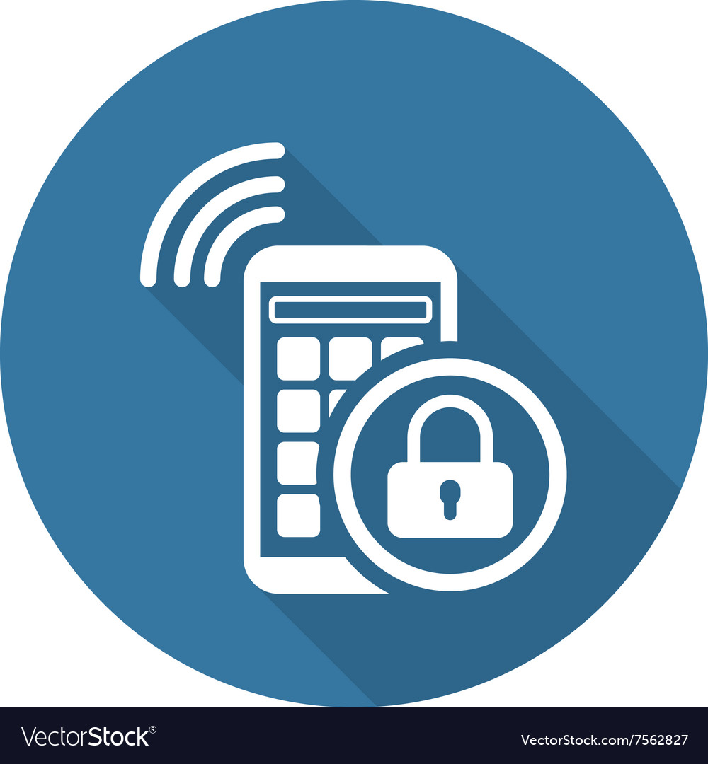 Mobile security icon flat design Royalty Free Vector Image