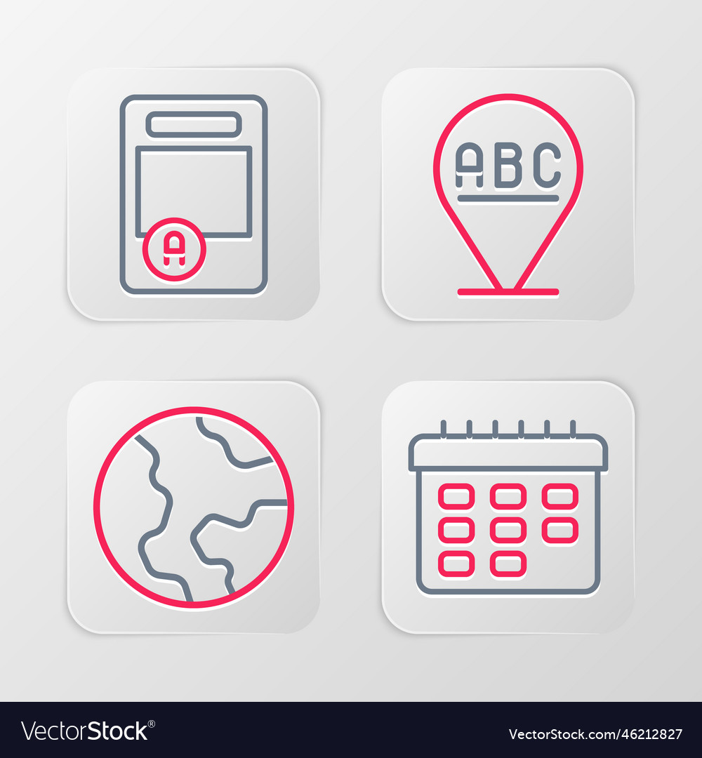 Set line school timetable earth globe alphabet