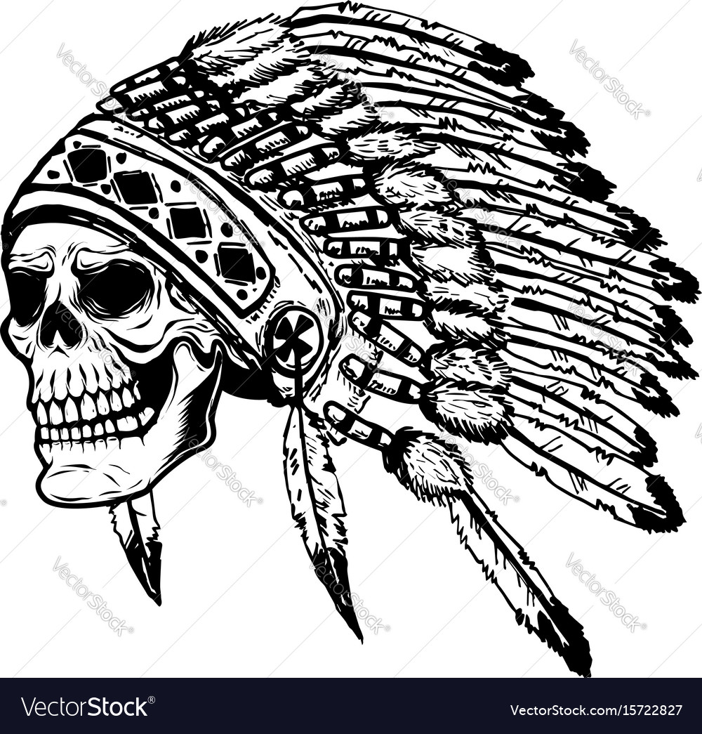 Skull in native american indian chief headdress Vector Image