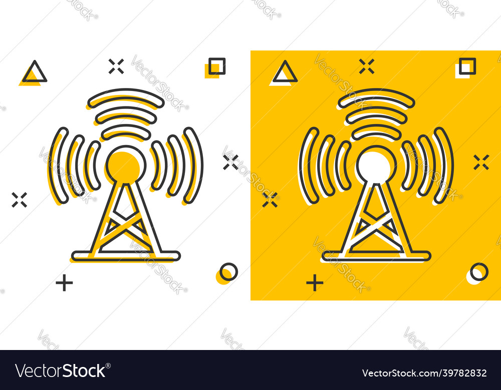 Antenna tower icon in comic style broadcasting Vector Image