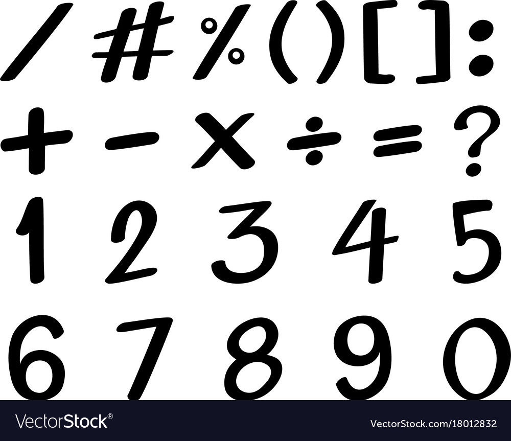 Black font design for numbers Royalty Free Vector Image