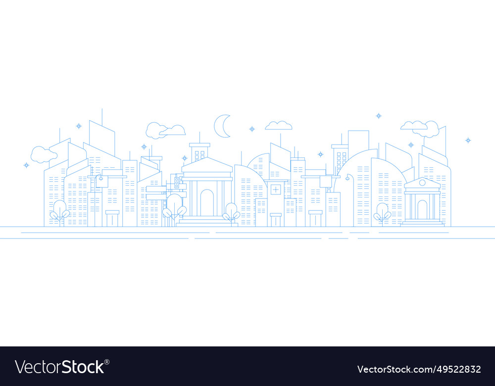 Futuristic outline urban landmark silhouette Vector Image