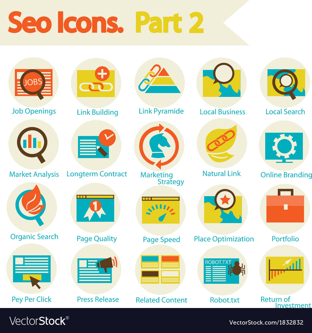 Seo icon set part 2 Royalty Free Vector Image - VectorStock