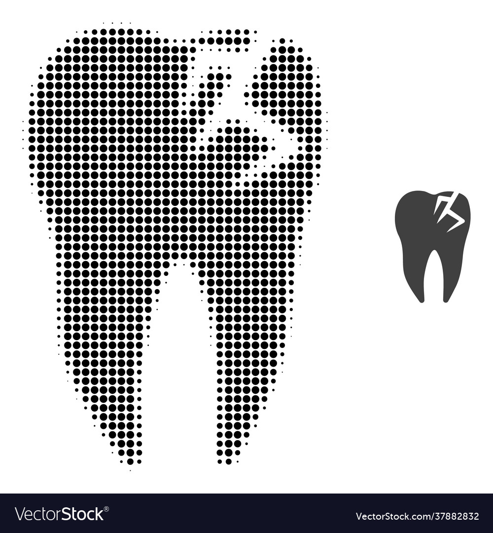 Tooth fracture halftone dotted icon