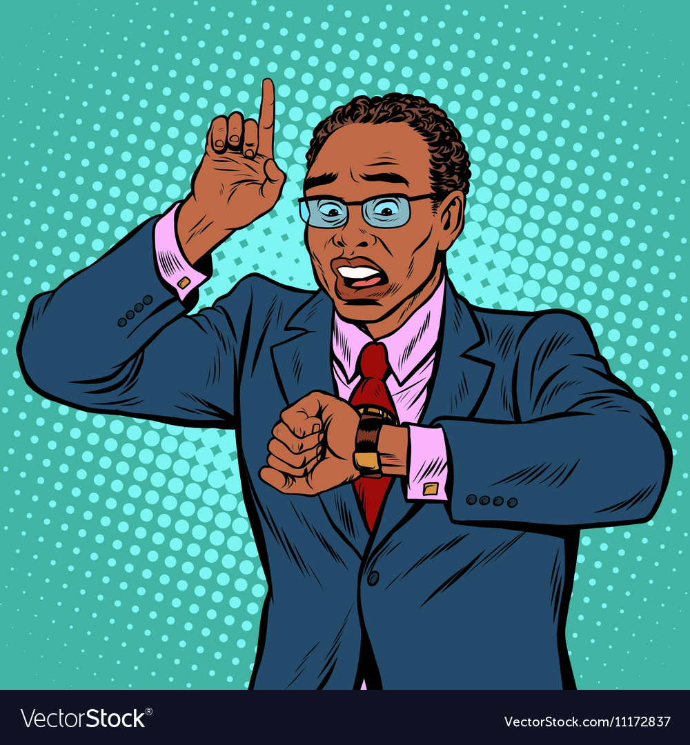 African american businessman looking at wrist Vector Image