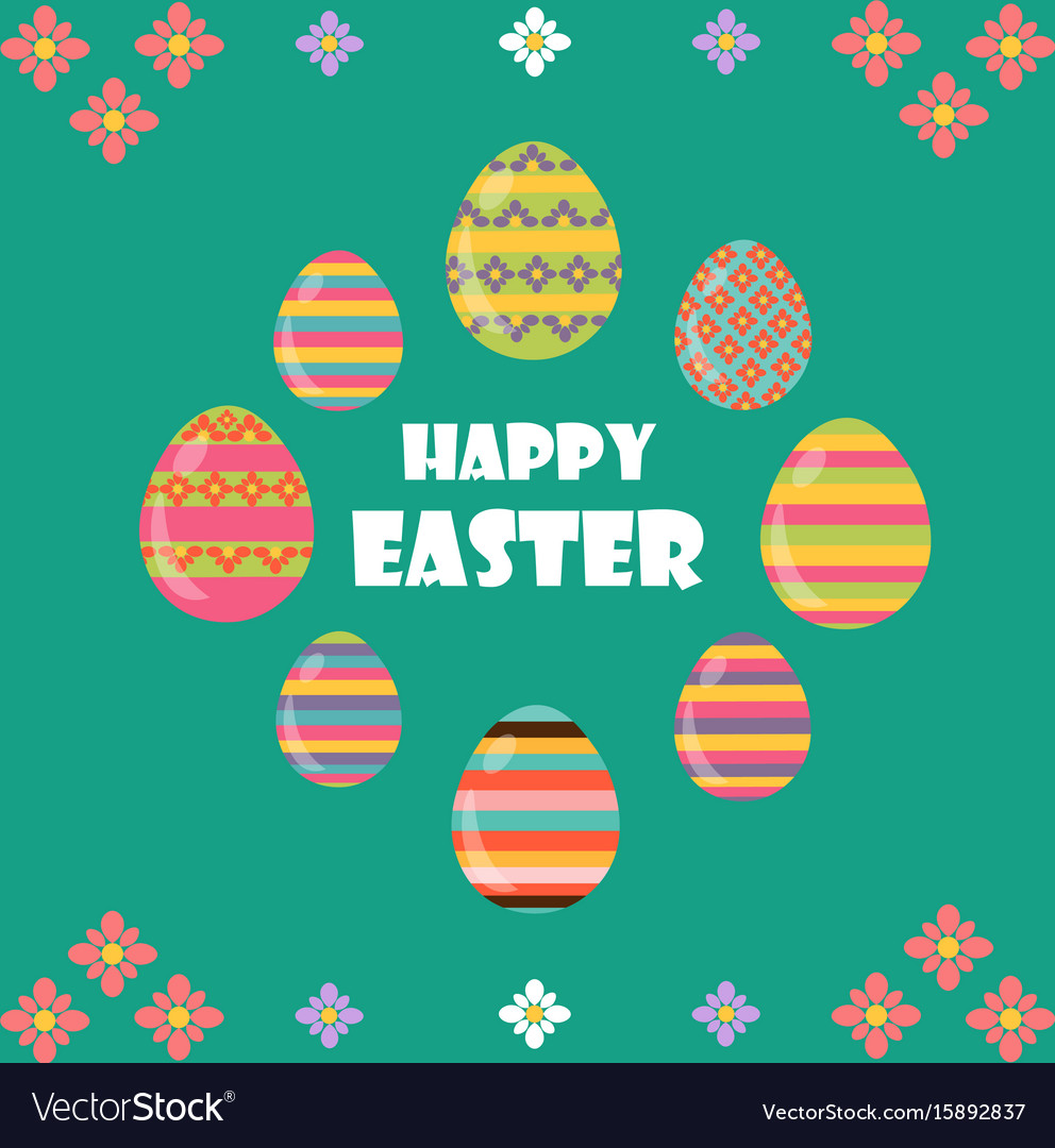 Happy easter flat and cartoon style Royalty Free Vector