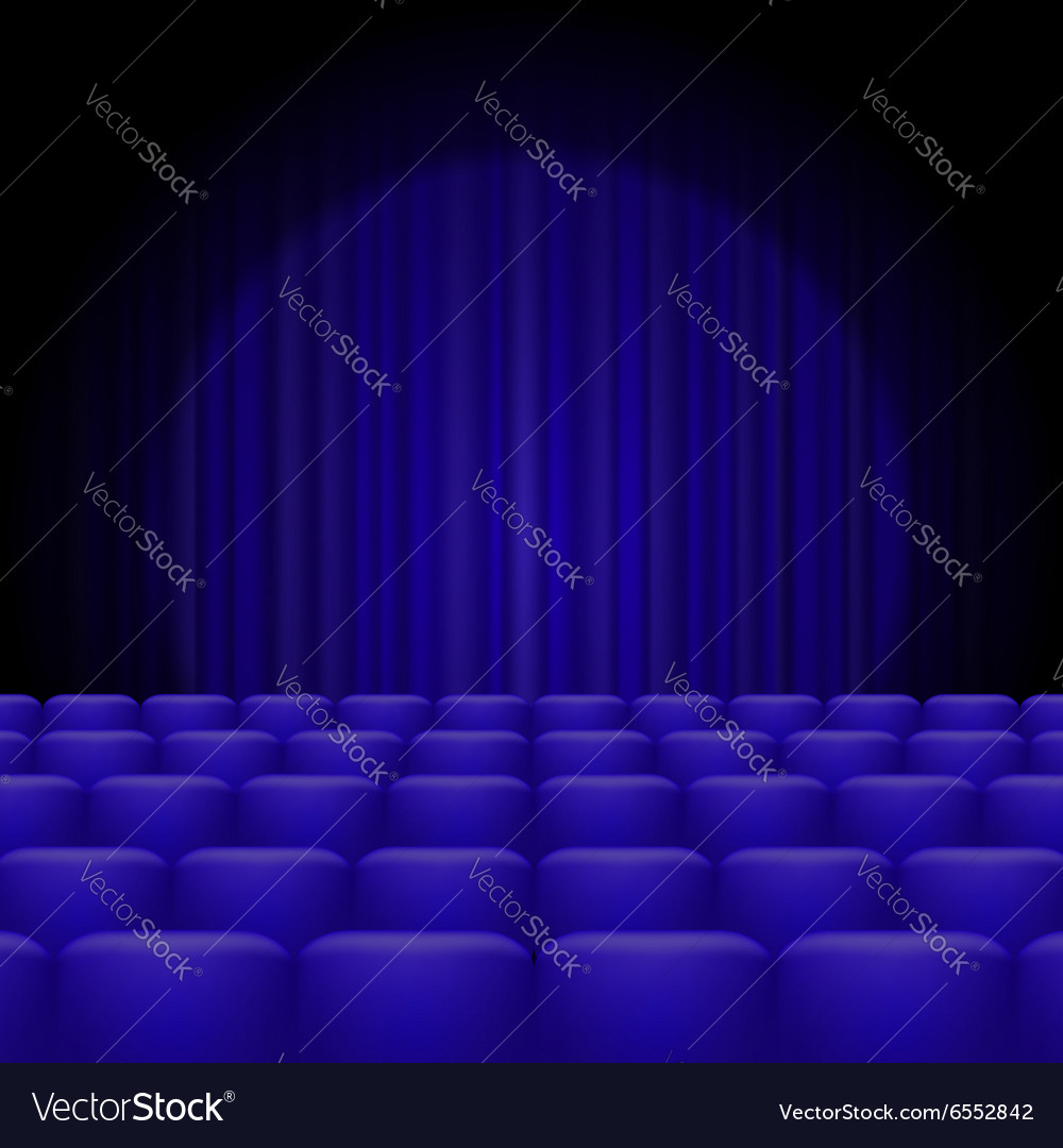 Blue Curtain Theatre Spotlight Vector Images 50
