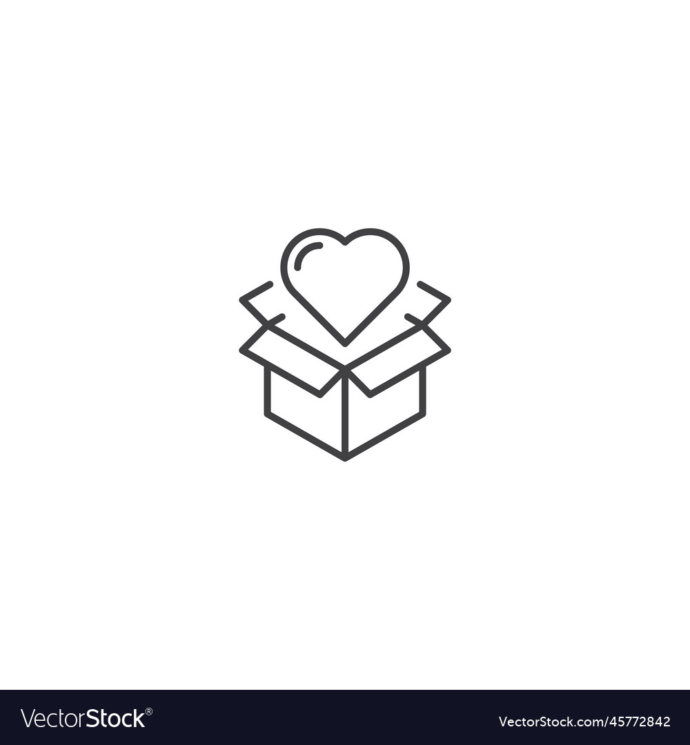 Box love donation open heart surprise gift icon Vector Image