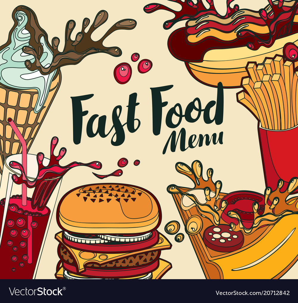 Cover for fast food menu in retro style Royalty Free Vector