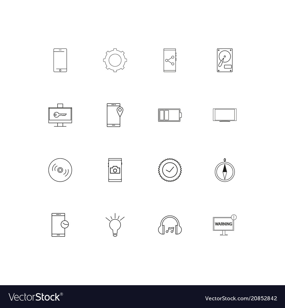 Devices linear thin icons set outlined simple