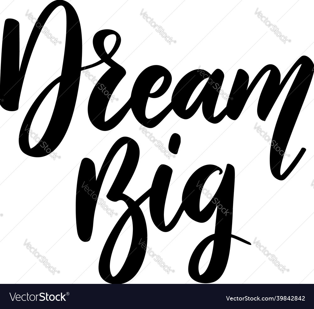 Dream big lettering phrase on white background Vector Image