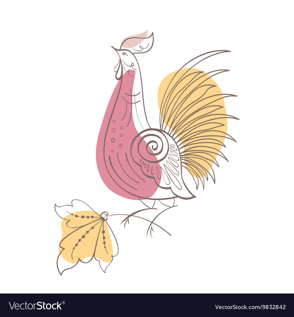 Fantasy rooster in russian ornamental style Vector Image