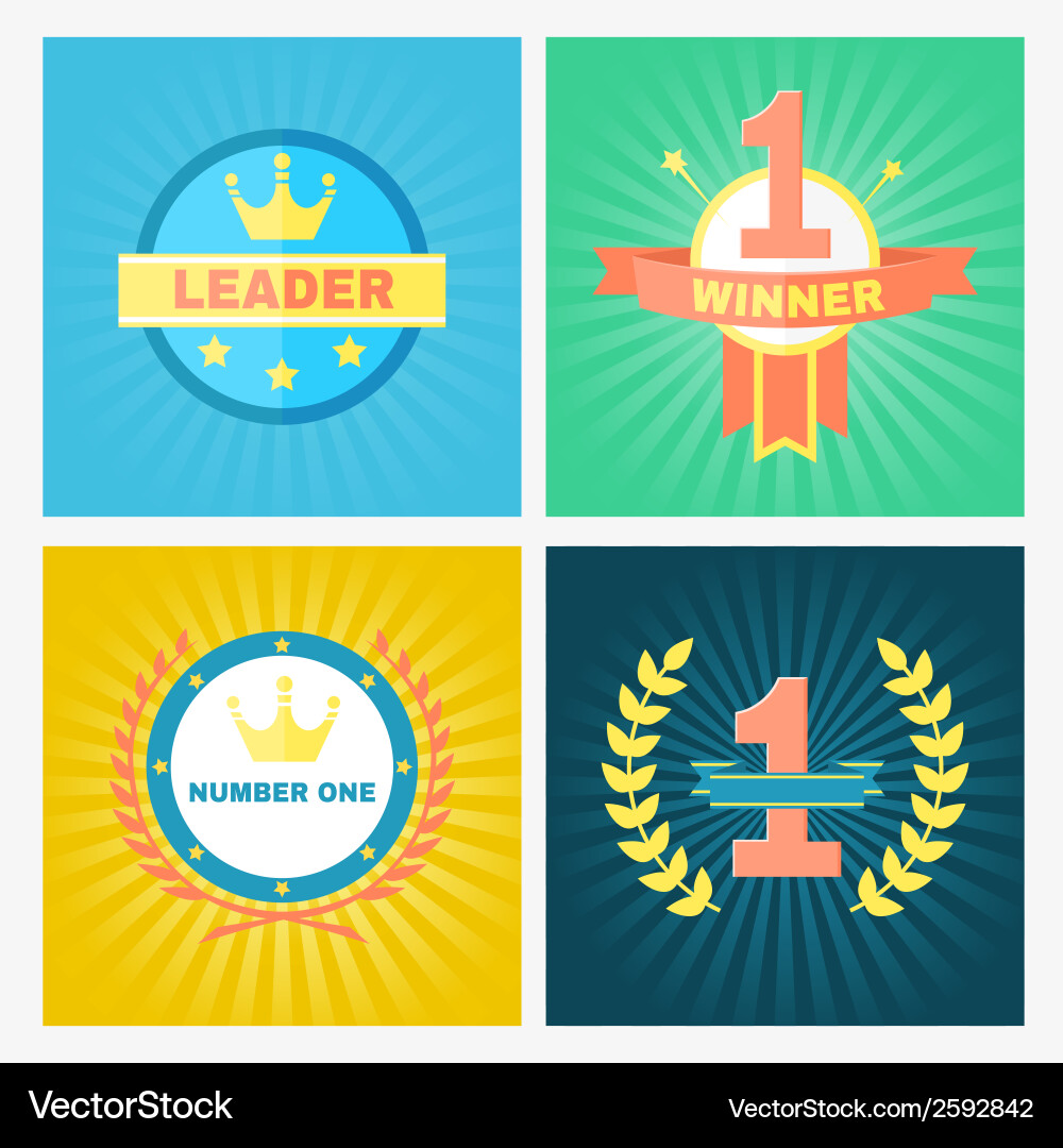 Flat winner emblems Royalty Free Vector Image - VectorStock