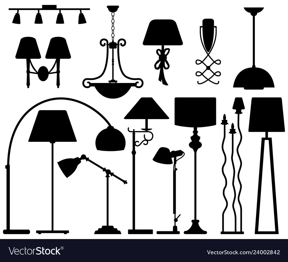 Lamp Design For Floor Ceiling Wall A Set Of Lamp Vector Image