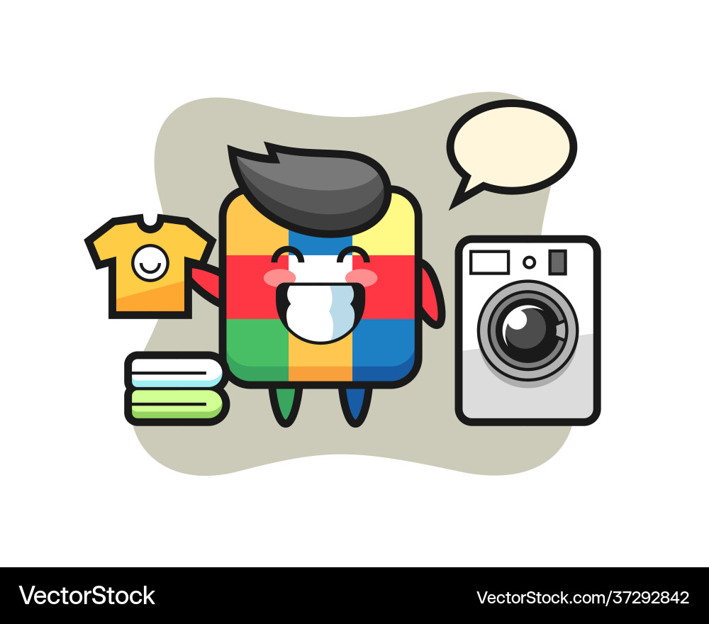 Mascot cartoon rubik cube with washing machine Vector Image