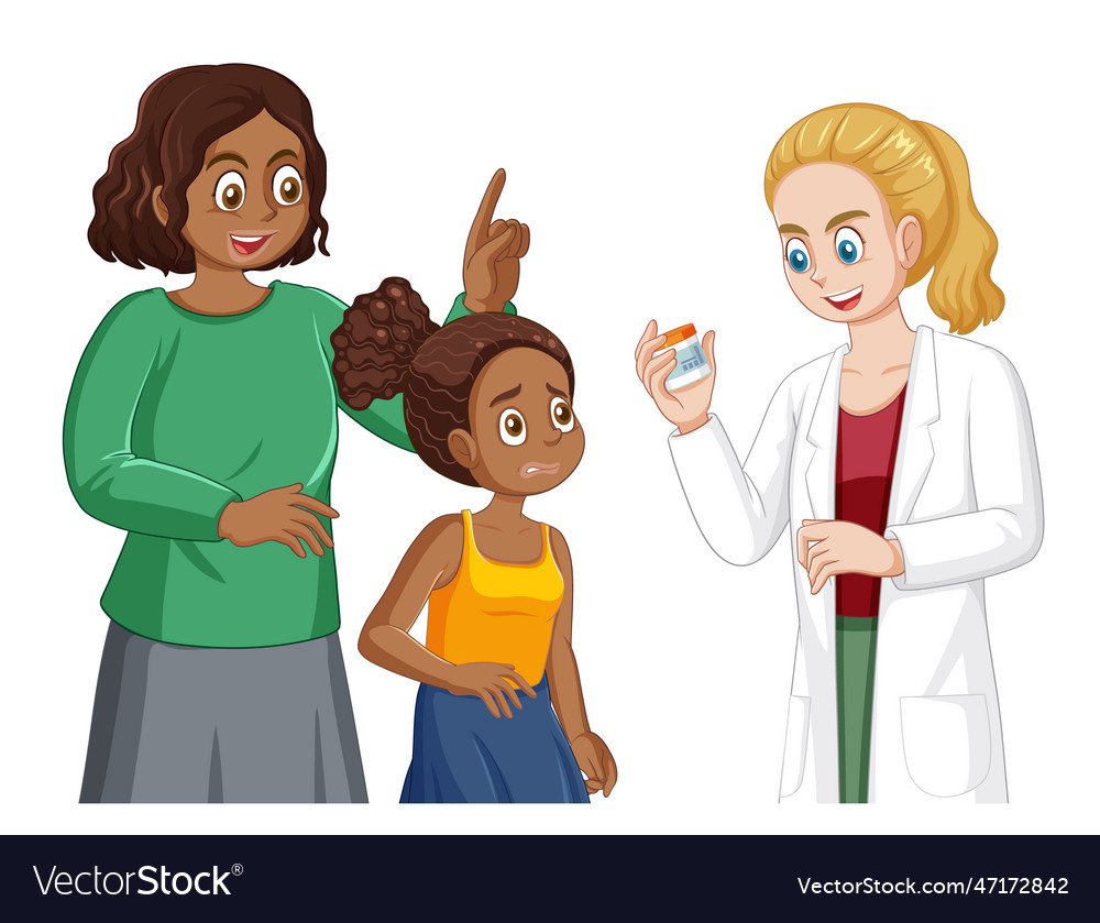 Mother and daughter visiting a doctor