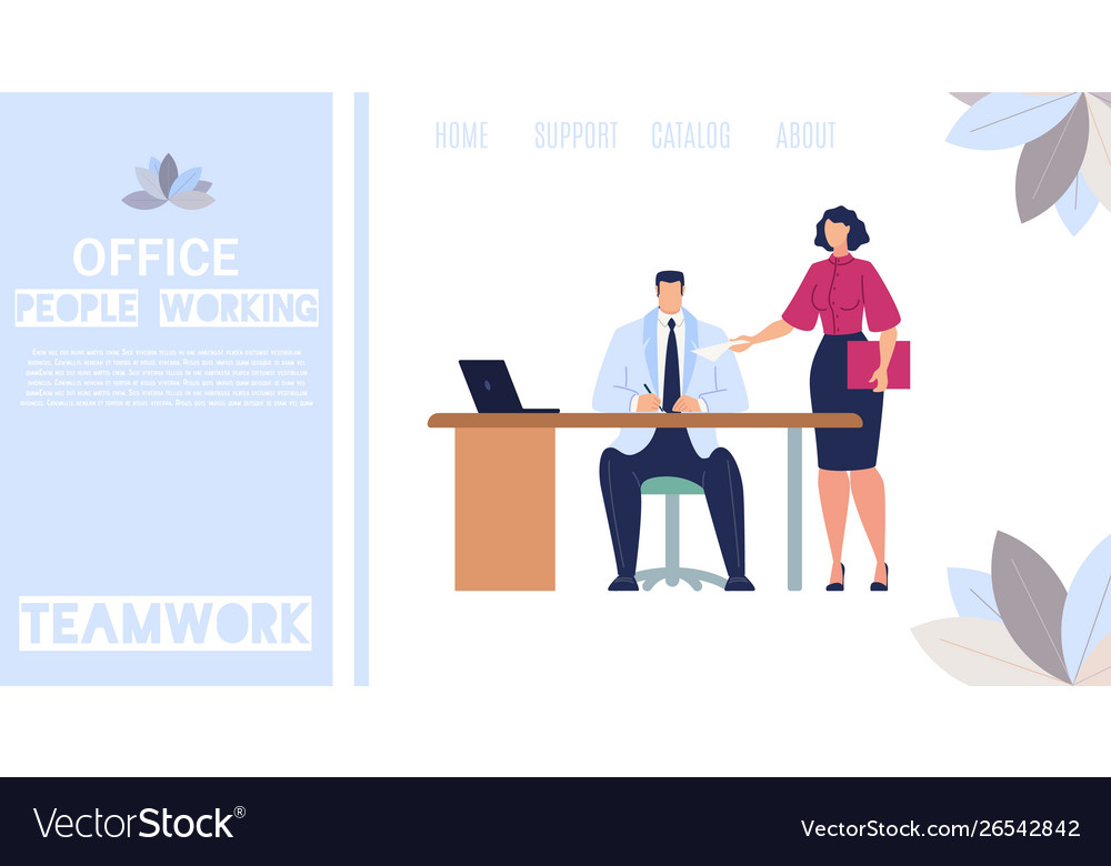 Office People Working Flat Web Banner Royalty Free Vector