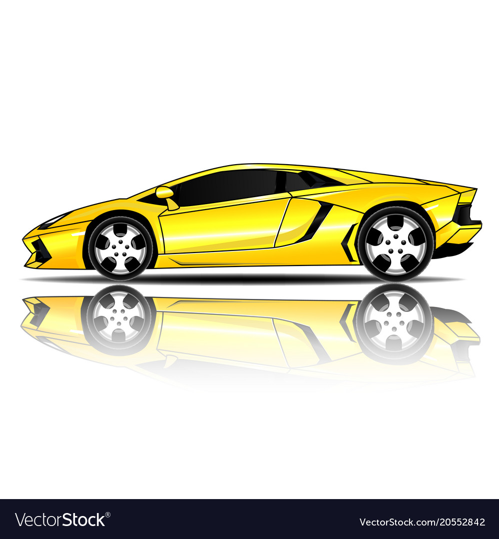 Sport car yellow color white background ima