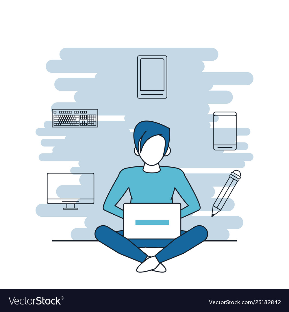 Studying tools and man Royalty Free Vector Image