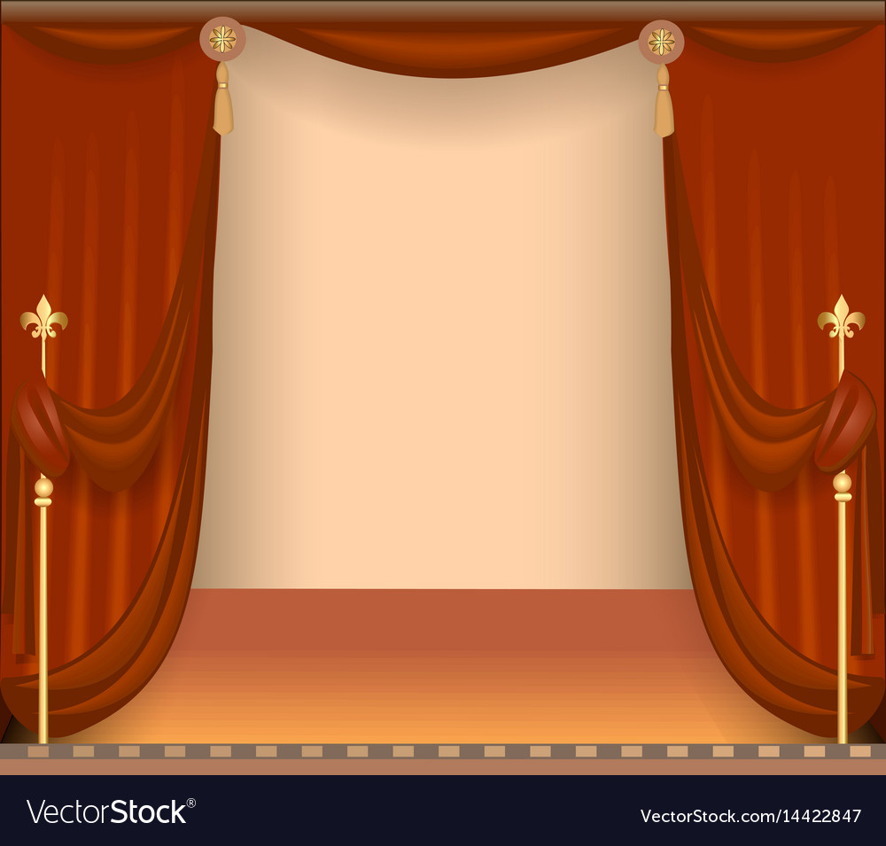 Background with theatre stage red curtains