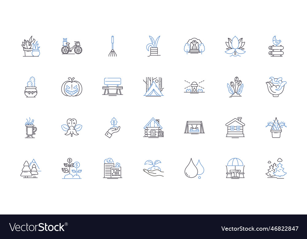 Botanical garden line icons collection flora Vector Image