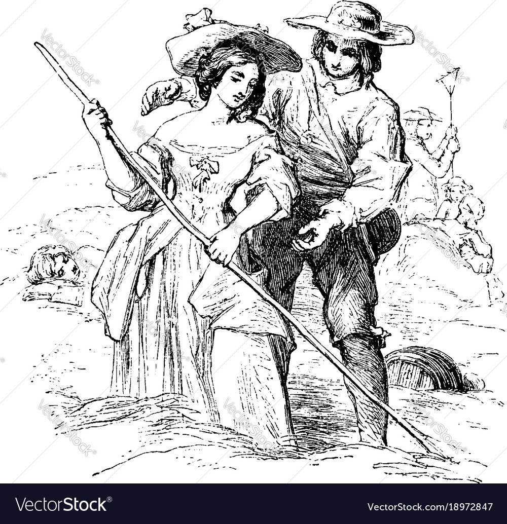 Haymaking is a painting by william mulready Vector Image