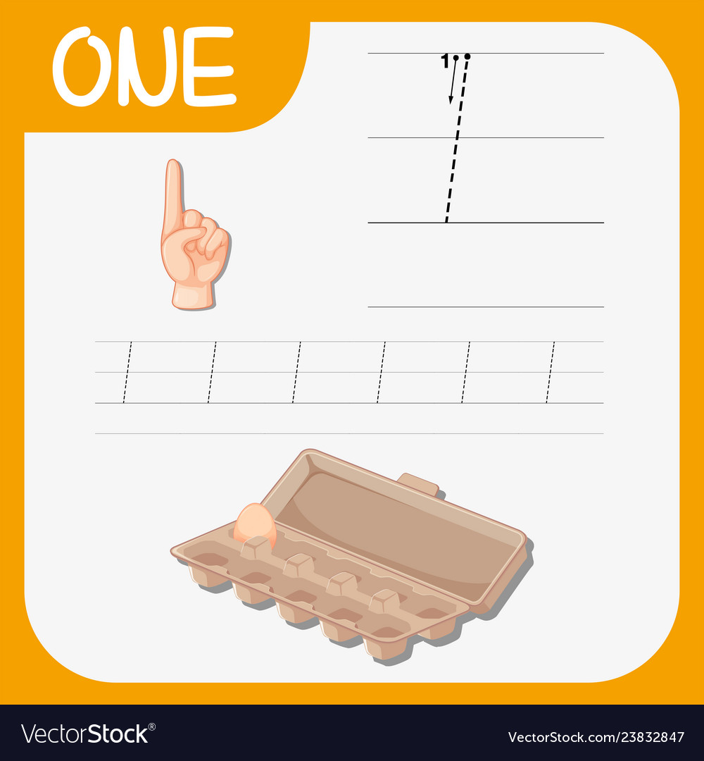 Number one tracing worksheets Royalty Free Vector Image