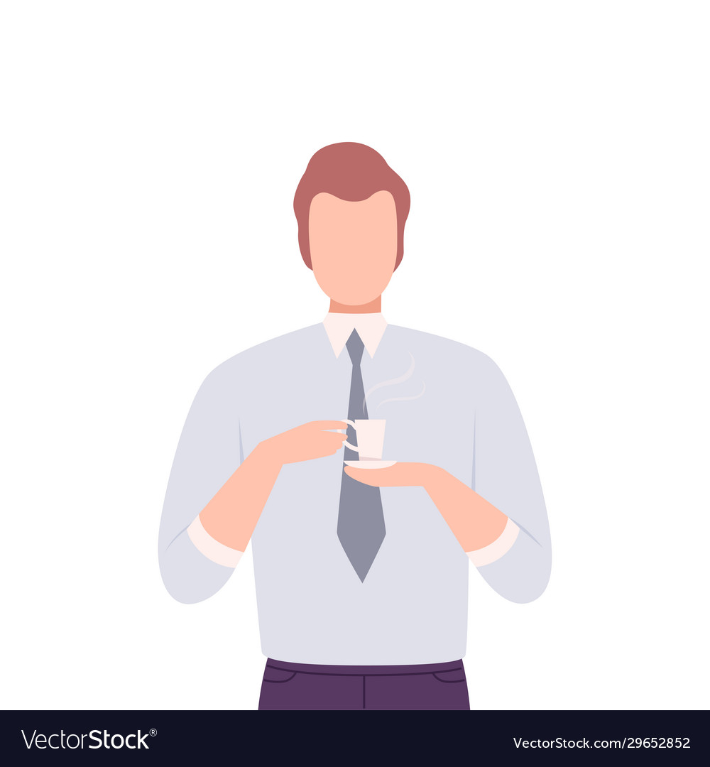 Businessman drinking coffee male character