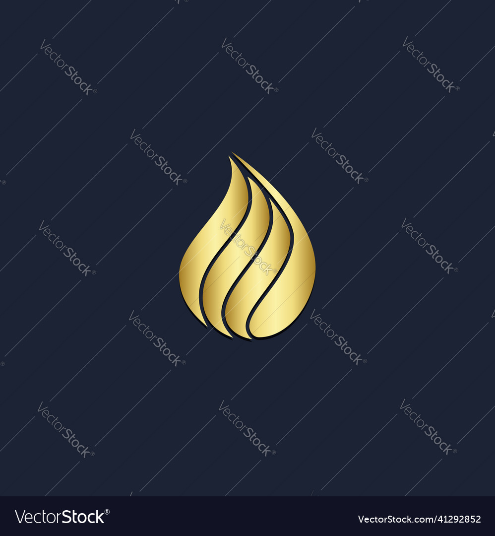 Droplet water wave abstract gold logo Royalty Free Vector