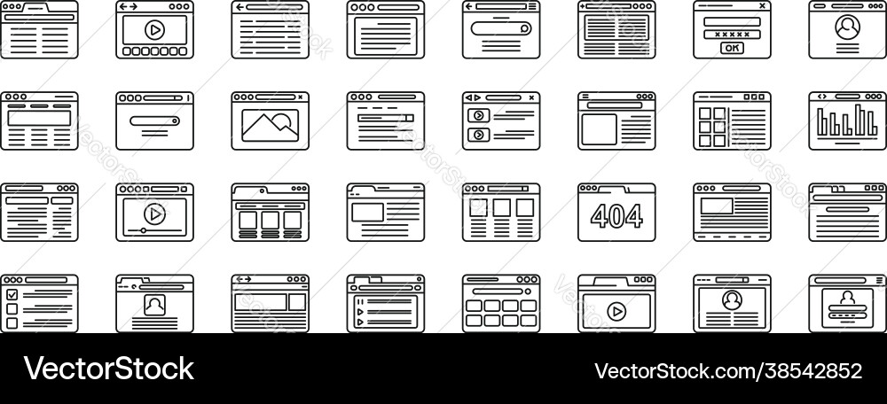 Window browser icons set outline computer Vector Image