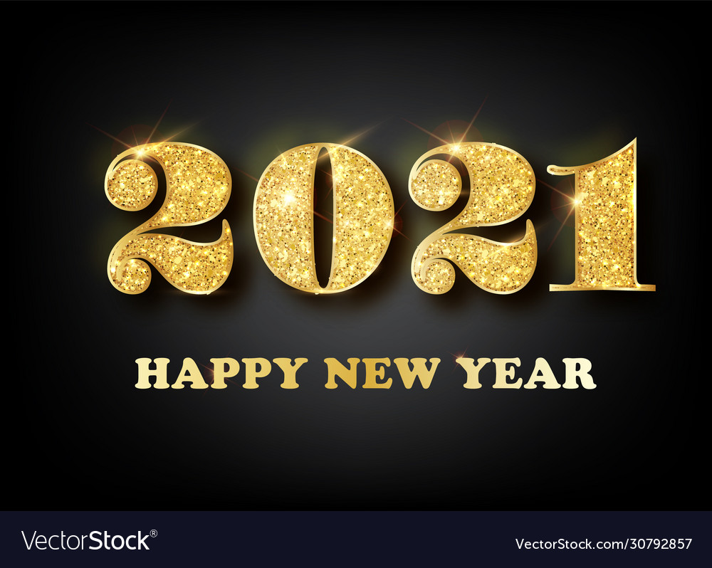 2021 happy new year gold numbers design of Vector Image