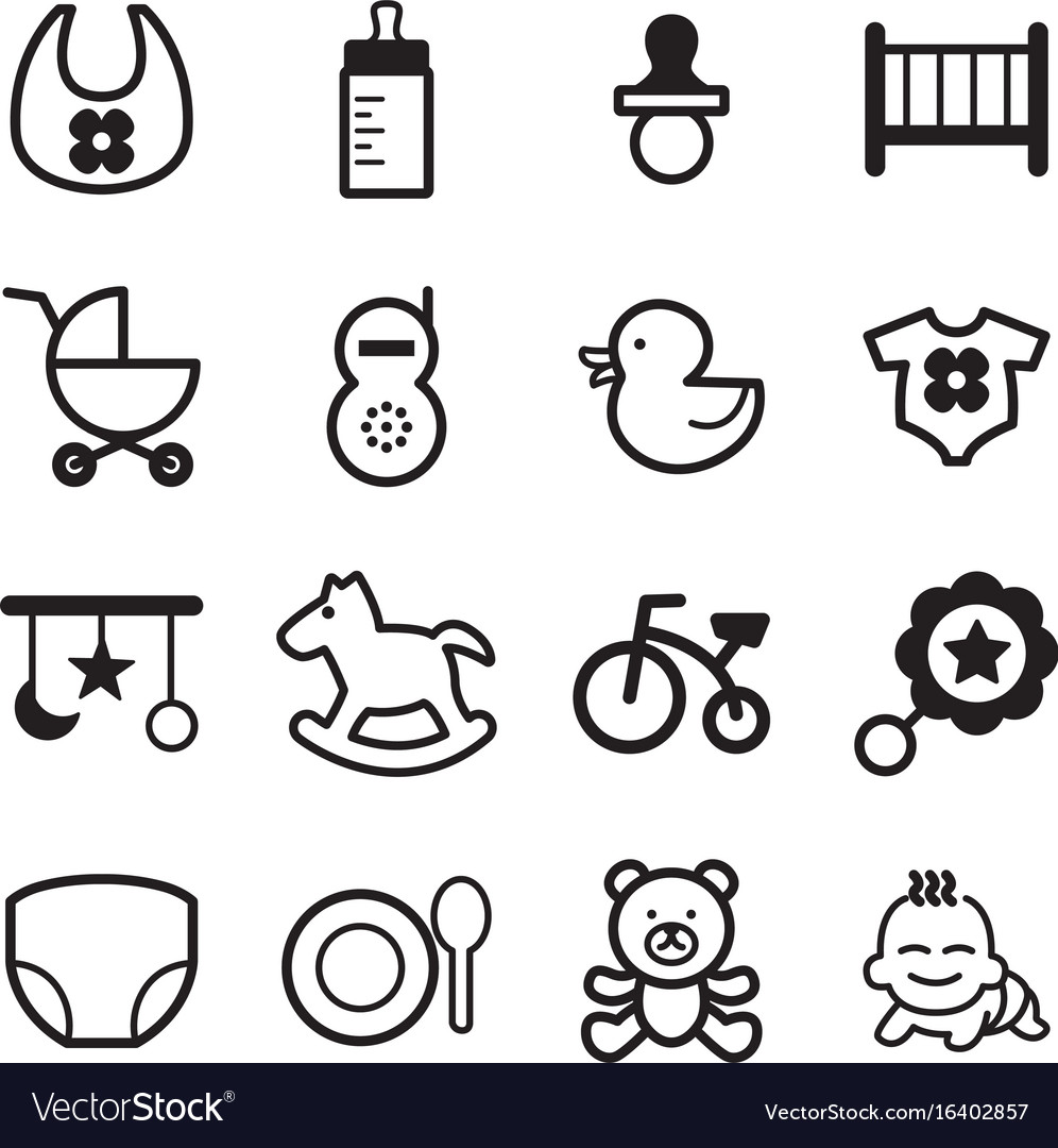 Basic baby icons set Royalty Free Vector Image