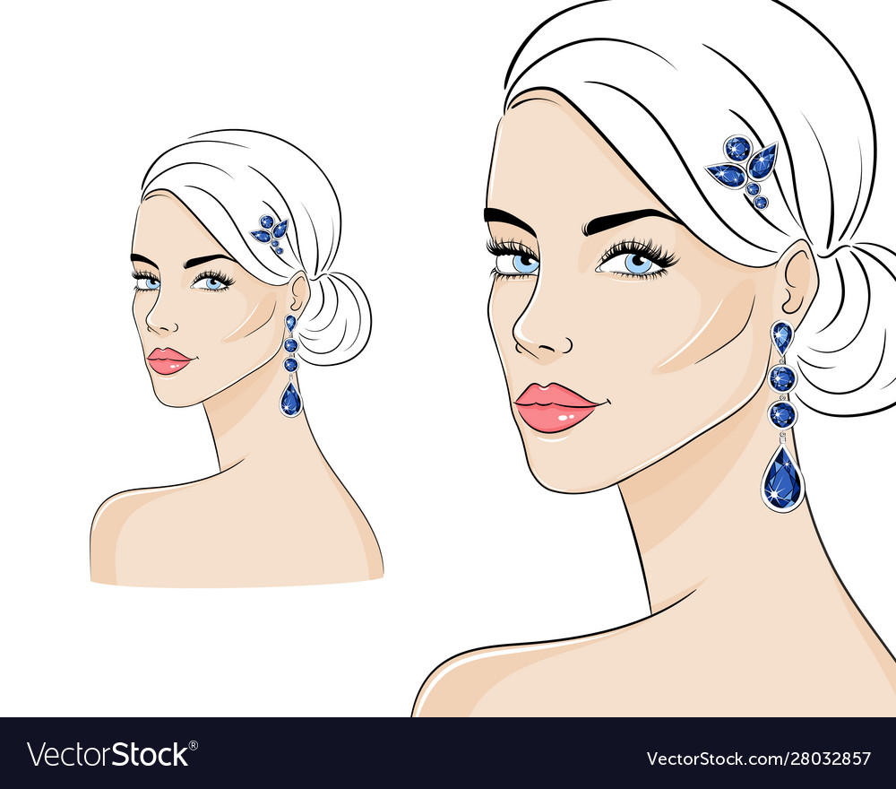 Beautiful Woman Wearing Luxury Jewelry Royalty Free Vector 5491