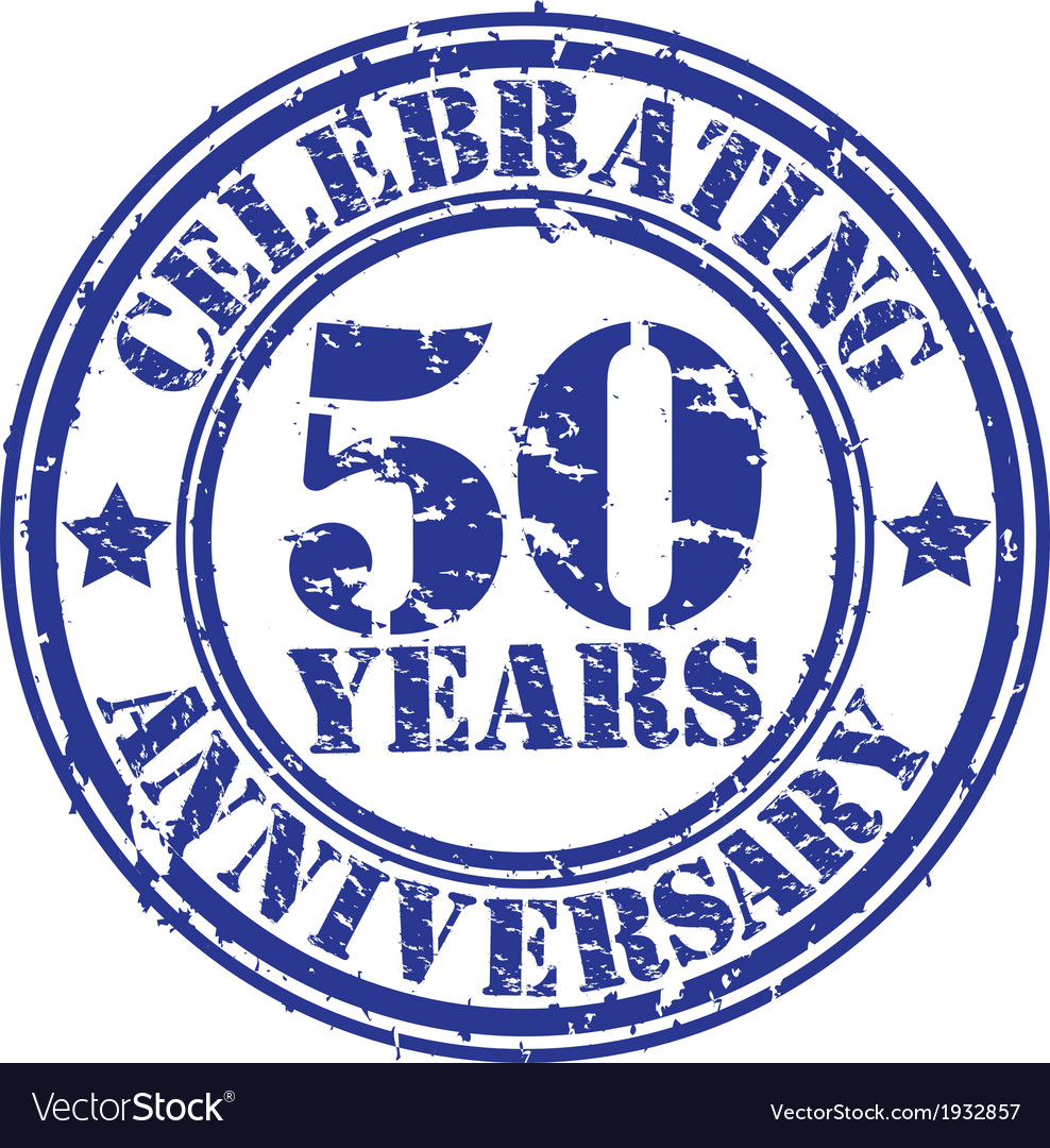 Celebrating 50 years anniversary grunge rubber sta