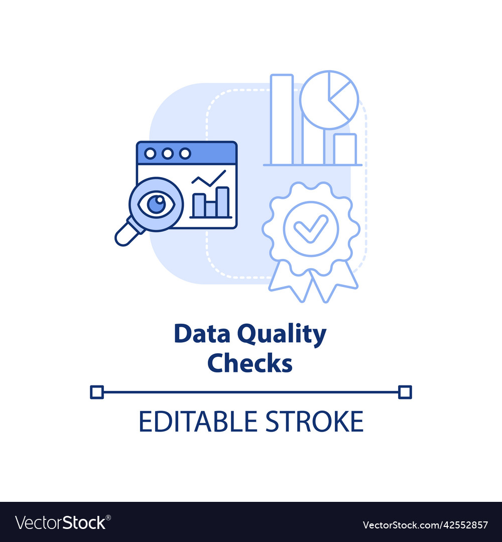 Data quality checks light blue concept icon Vector Image