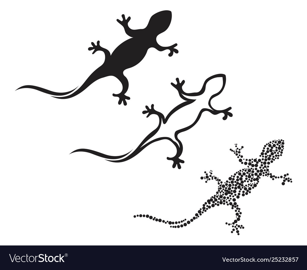 Lizard chameleon gecko silhouette black Royalty Free Vector