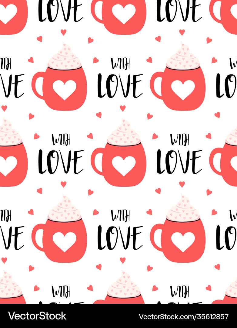 Seamless pattern with cute cups Royalty Free Vector Image