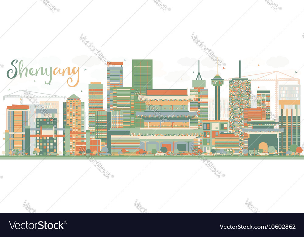 Abstract shenyang skyline with color buildings Vector Image