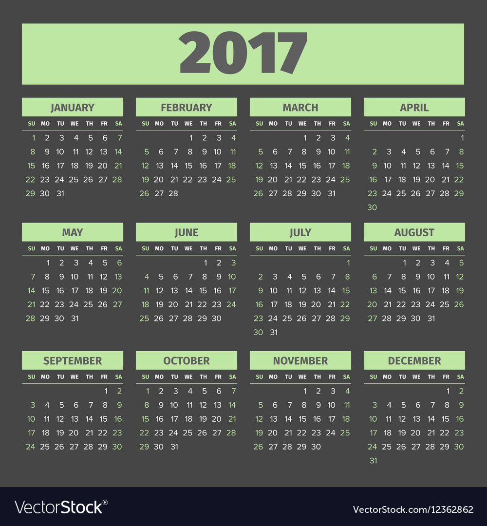 Calendar 2017 template