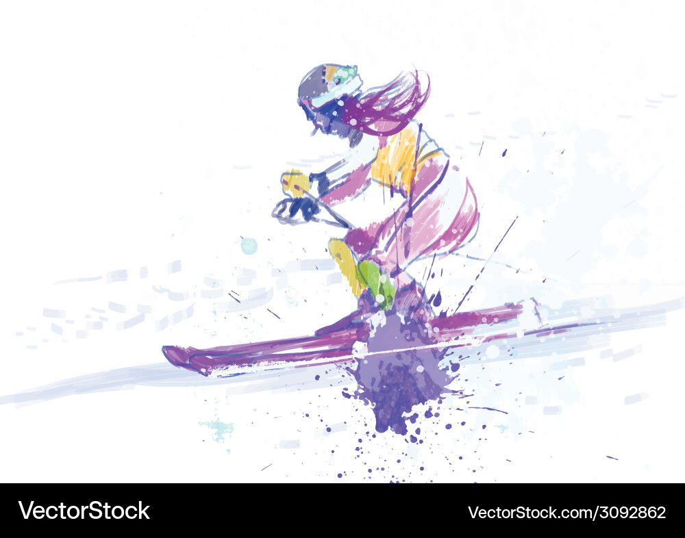 Down hill skiing Royalty Free Vector Image - VectorStock