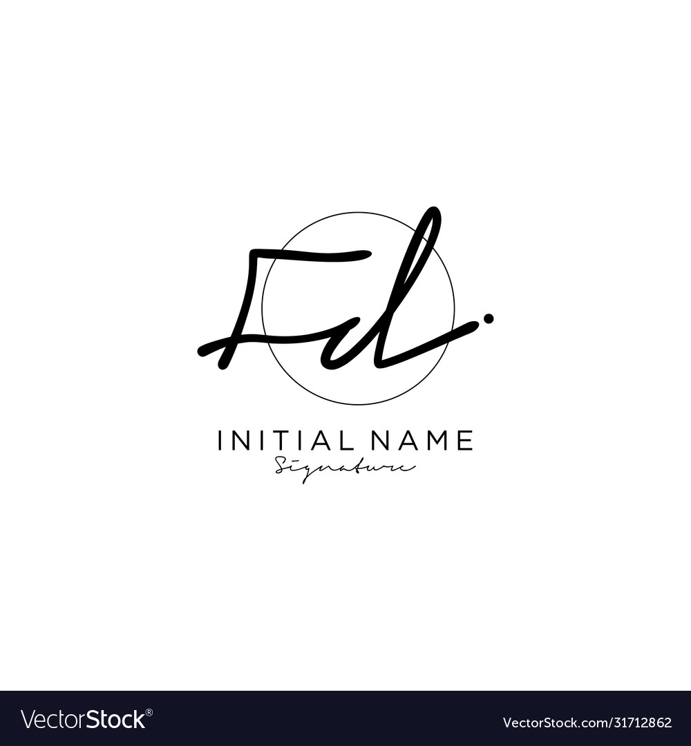 Fd initial handwriting logo design Royalty Free Vector Image