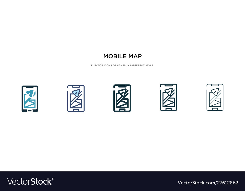 Mobile map icon in different style two colored Vector Image