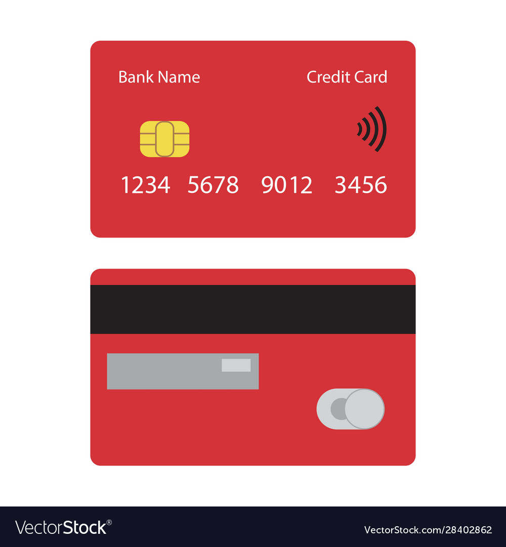 Red credit card icon front and back view Vector Image
