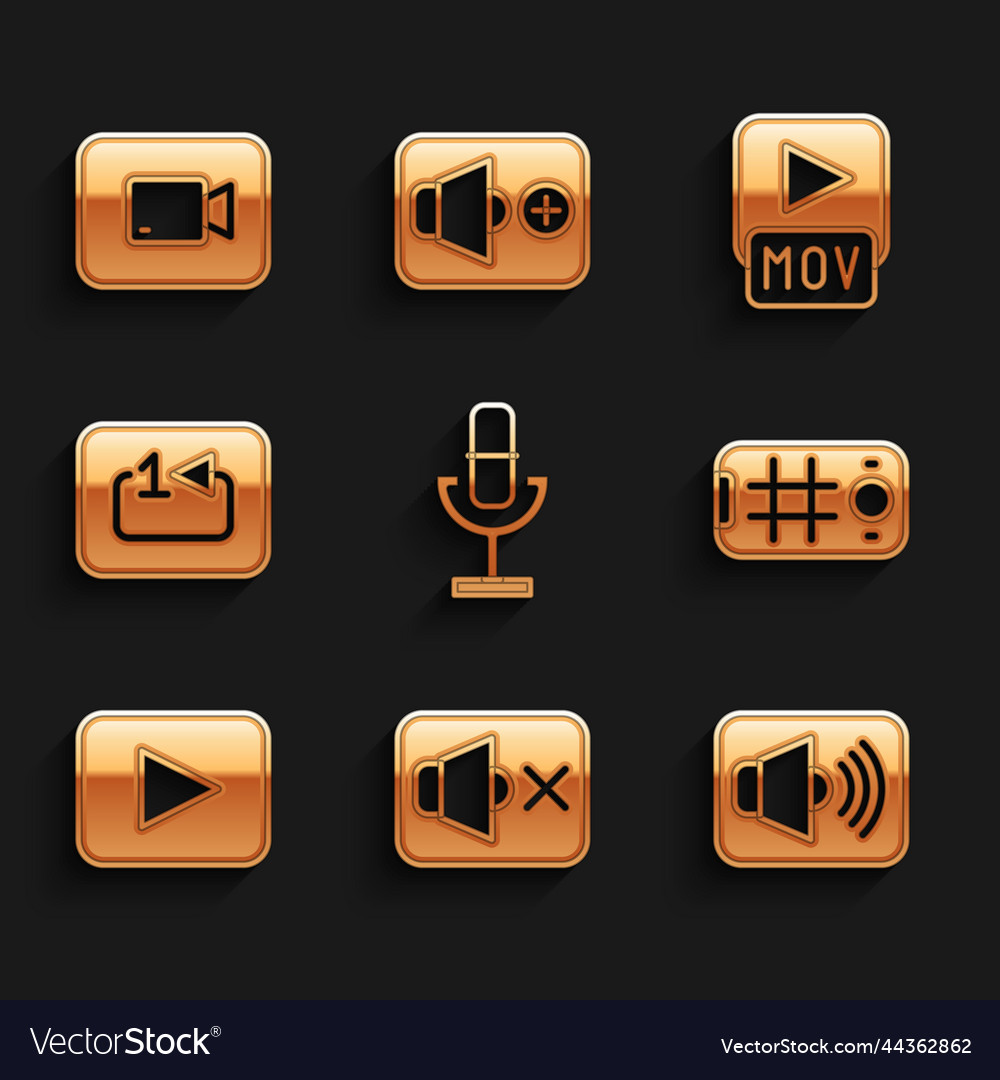 Set microphone speaker mute volume selfie Vector Image