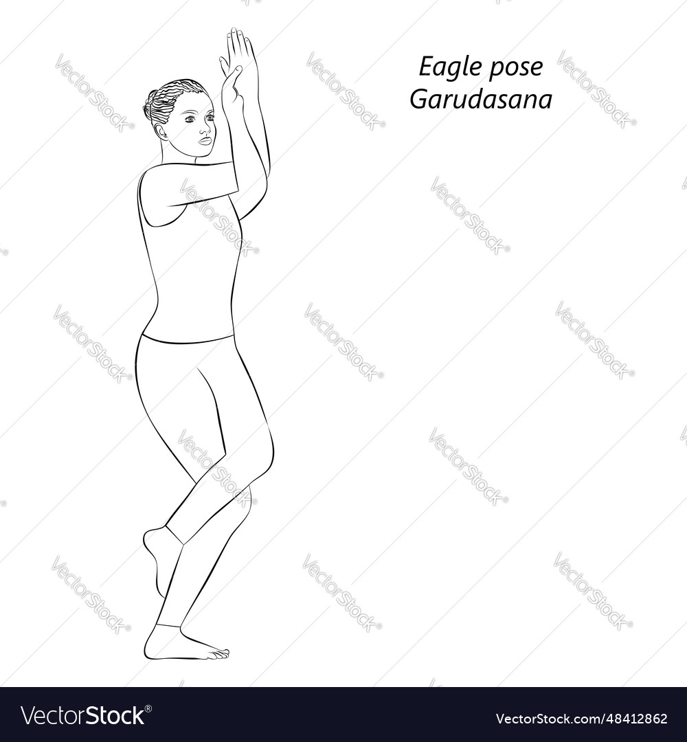 Sketch of agle pose garudasana Royalty Free Vector Image